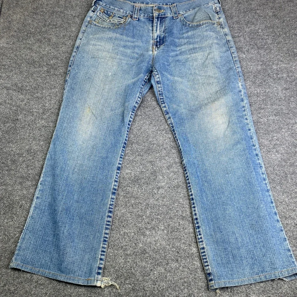 True Religion Billy Bootcut Jeans Mens 36 Blue Embroidered Buddha Sunflower Y2K